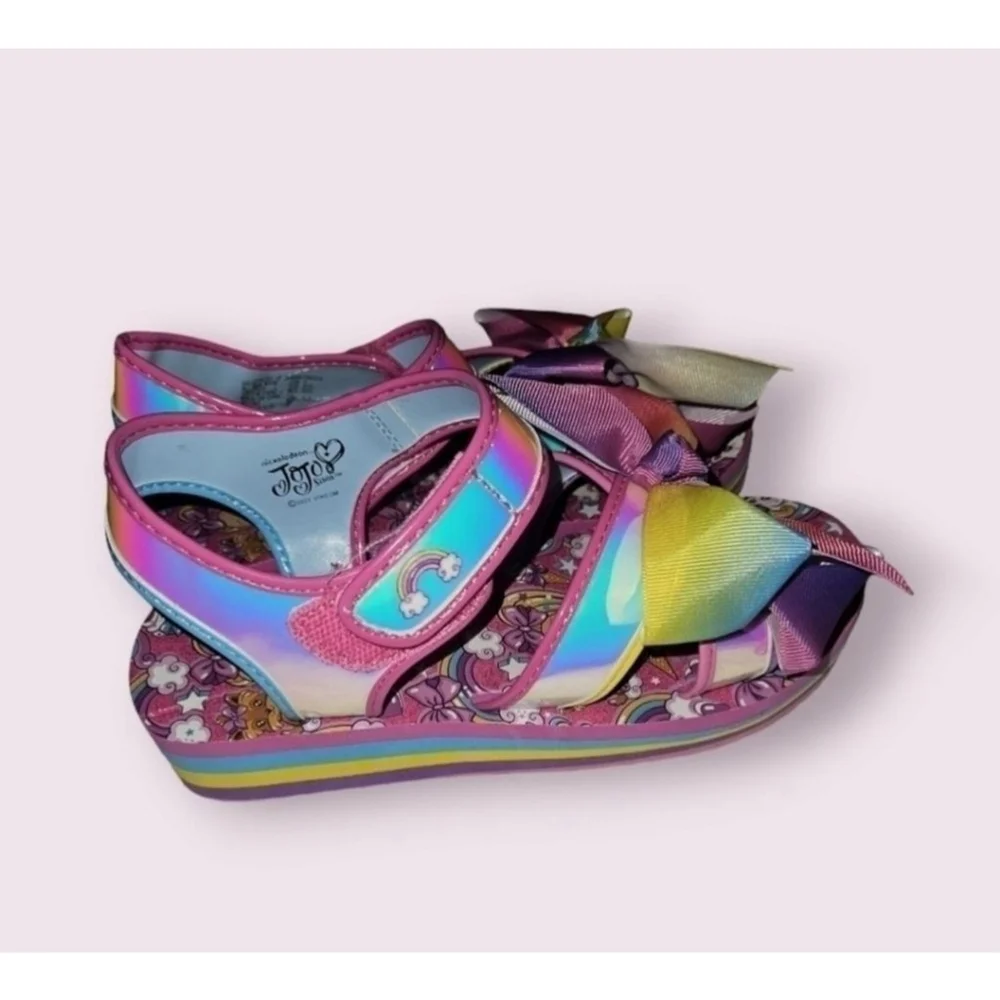 Girls Jojo Siwa Sandals Size 5 Pink Rainbow Iridescent